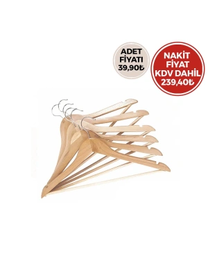 Egonex Askıcım ( 6pcs ) ( Lüks Ahşap ) Elbise Askısı ( Vernikli )*20=k