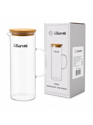 Egonex Barotti Dmr-9039 ( Bambu Kapaklı ) Cam Sürahi & Borosilikat ( 1200ml )*12=k