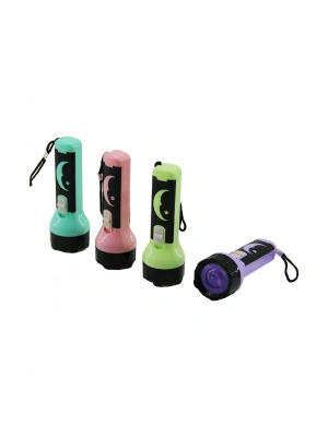 Egonex İbico İ10-007 Led Flashlıght Sz-8521 ( Mini Boy: 10cm & Çap: 3.4cm ) ( Pilli )  El Feneri (ay Dede & Yıldız Desenli ) (renkli Plastik)*48x30