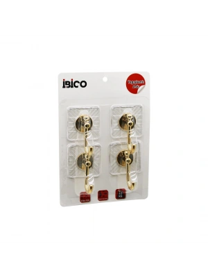 Egonex İbico İ17-017 ( 4pcs ) ( Gold ) ( Krom Görünüm ) Plastik Askı ( Yapışkanlı=şeffaf Mika Kristal Plaka=çatlak Desen ) ( 6kg )*30x4
