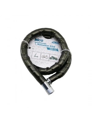 Egonex İbico İ18-059 ( Tüp Anahtarlı ) ( Metal Kafa ) ( Çelik ) Motor & Bisiklet Kilit ( Silindirik Spiral Kilit ) ( Siyah Kılıf ) ( 22mm X 100cm )*30