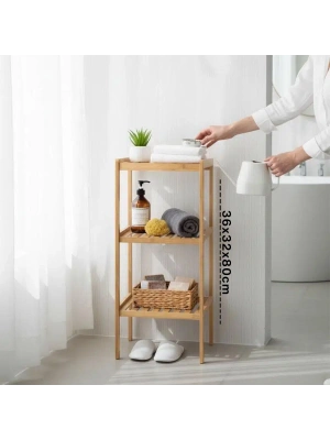 Egonex İbico İ21-148 Çok Amaçlı Raf & Organizer ( 3 Katlı ) ( Ahşap & Bambu ) ( 36x32x80cm )*6