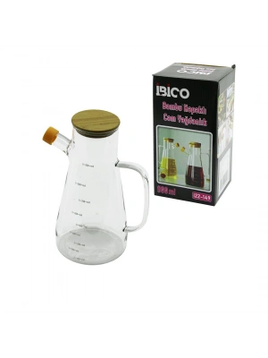 Egonex İbico İ22-149 ( 900ml ) ( Cam ) Yağdanlık ( Bambu Kapaklı & Ölçekli ) ( Cam Kulplu )*24=k