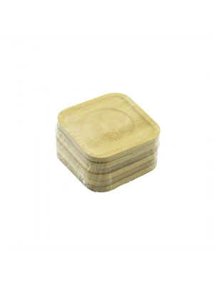 Egonex İbico İ22-216 ( Kare= 9.7 X 9.7cm ) ( 6pcs ) Bambu & Ahşap ( Çay Tabak )*48