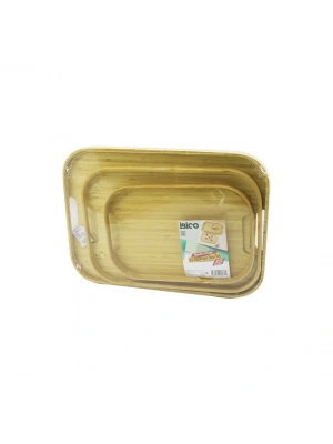 Egonex İbico İ22-271 ( 3 Boy ) ( Dikdörtgen ) ( Bambu Ahşap ) Tepsi Seti ( 22x33 & 28x40 & 33x45cm )*12