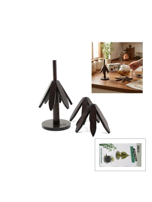 Egonex İbico İ22-320 Standlı=ağaç Model) ( 2pcs ) Ahşap Bambu ( Katlanır ) Nihale ( Yapraklı Çiçek Modeli= Çap: 20cm) )*36