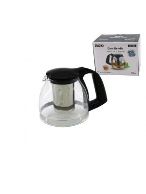 Egonex İbico İ22-352 ( 900ml ) ( Cam ) Demlik ( Çelik Süzgeçli & Plastik Kulp & Kapak & Krom Çerçeve )*48