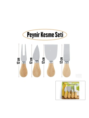 Egonex İbico İ22-400 Cheese Knife Set ( 4pcs ) Peynir Bıçak Seti ( Ahşap Bambu Saplı )*144