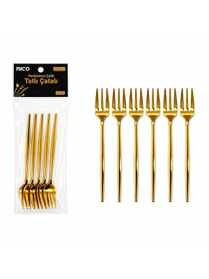 Egonex İbico İ22-440 ( 6pcs ) ( Gold ) Tatlı Çatal Seti ( 13cm )*10x10