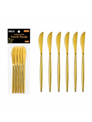 Egonex İbico İ22-441 ( 6pcs ) ( Gold ) Yemek Bıçak Seti ( 21cm )*10x10