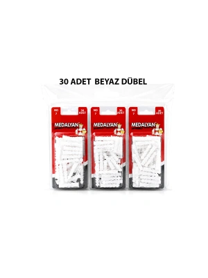 Egonex Medalyan Dl-37 ( No-7 ) ( 30pcs ) Dübel Beyaz & Plastik*12x9