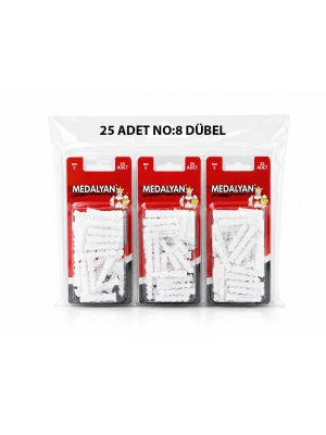 Egonex Medalyan Dl-47 ( No-8 ) ( 25pcs ) Dübel Beyaz & Plastik*12x9