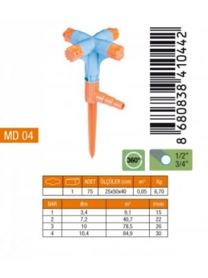 Egonex Medalyan Md-04 ( 4lü & Normal ) Sprınk Fiskiye (kısa Meme)*5x15