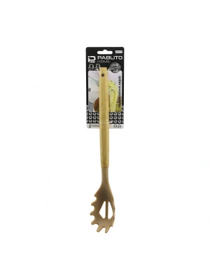 Egonex Pablıto Home Pbt-207 ( 30.7cm ) ( Silikon ) ( Makarna Servis Kaşık ) ( Ahşap Bambu Sap )*24x6