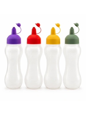 Egonex Rotto Rt-111 ( 700ml ) ( Yağdanlık & Sosluk ) (şeffaf & Plastik Şişe ) (renkli Kapak) ( Ölçekli ) ( Ketçap & Mayonez )*24=k