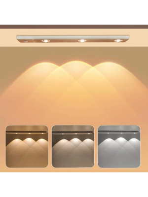 Egonex Sensörlü Şarjlı 3 Farklı Işık Renkli Dimmerli 40cm Ultra Slim Kabin Led