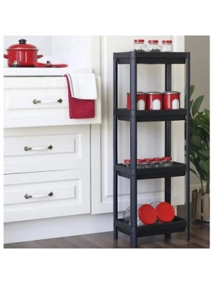 Egonex Shelf Unit Maggie Om-1016-0053 ( 4 ( Çukur ) Raflı ) & Siyah ) ( Dikdörtgen ) Raf Ünitesi Plastik*6