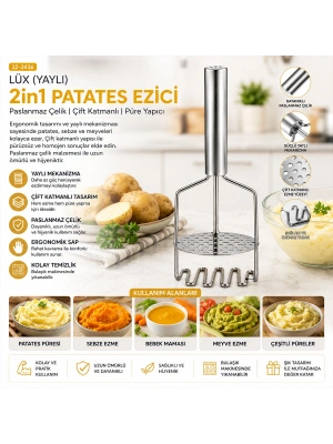 Egonex Yakut-10806 ( Lüx ) ( Yaylı ) 2in1 Patates Ezici*80