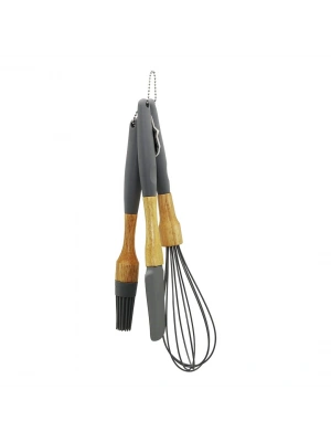 Egonex Yakut-12499 ( 3pcs ) ( Silikon ) ( Çırpıcı & Fırça & Spatula ) Seti (ahşap Bambu Sap & Silikon Kılıflı)*96