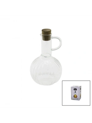 Egonex Yakut-13315 ( Mini ) ( Cam ) Yağdanlık ( Çizgili Desen ) ( 300ml ) ( Ahşap Bambu Mantar Tıpa )*48