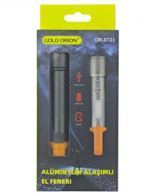 Gold Orion Alüminyum Alaşımlı Şarjlı El Feneri