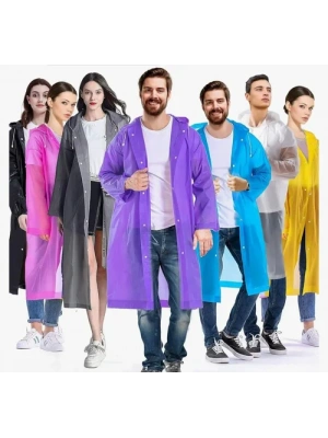 Kadın Erkek Yağmurluk Kapüşonlu Çıtçıtlı Eva Raincoat