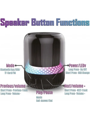 MAX-19 şeffaf RGB işık Mini BT hoparlör kablosuz aktif Subwoofer Stereo bas Mini hoparlör