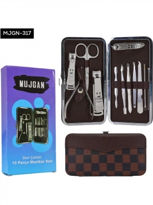 Mujgan Tırnak Makası Tırnak Bakım Seti Deri Çantalı 12 Parça Set
