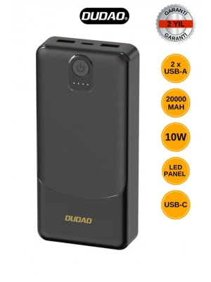 Powerbank Dudao K10pro 2.4a 20000mah 2 X Usb-a - Siyah