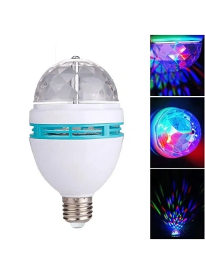 Renkli Led Ampul Disko Ampulü Hareketli 360 Derece Dönen Disko Topu