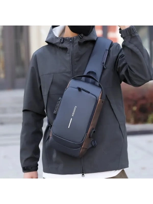 Şifreli Kilitli Usb Girişli Göğüs Omuz Çantası Body Bag