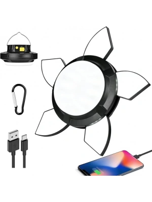 Solar Panelli Telefon Şarj Özellikli Çok Fonksiyonlu Kamp Lambası Aydınlatma
