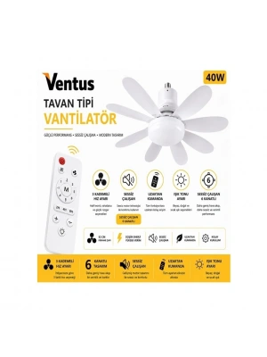 Tavan Tipi Vantilatör Led 6 Kanatlı
