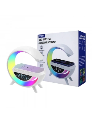 Telefon Kablosuz Hızlı Şarj Aleti Masa Lambası Bluetooth Hoparlör Speaker Gece Lambası Led G Lamba Beyaz