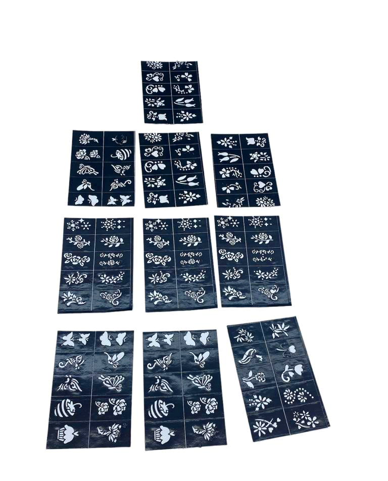 İbico ( Çiçekli ) ( 10x14cm ) Tüp Kına Desen Çıkartma Şablonu ( 12pcs )*1x600