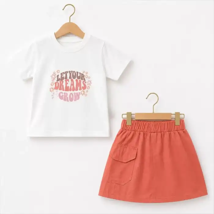 1/5 Yaş Gabardin Etekli Basic Tişört Çocuk Takımı