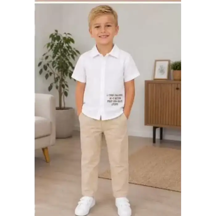 2/10 Yaş Müslin Gömlek Denim Pantolon Çocuk Takımı