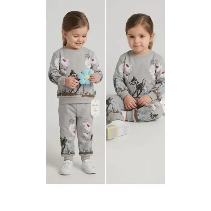 2-3-4-5 Yaş Ceylan Baskılı Penye Çocuk Takımı