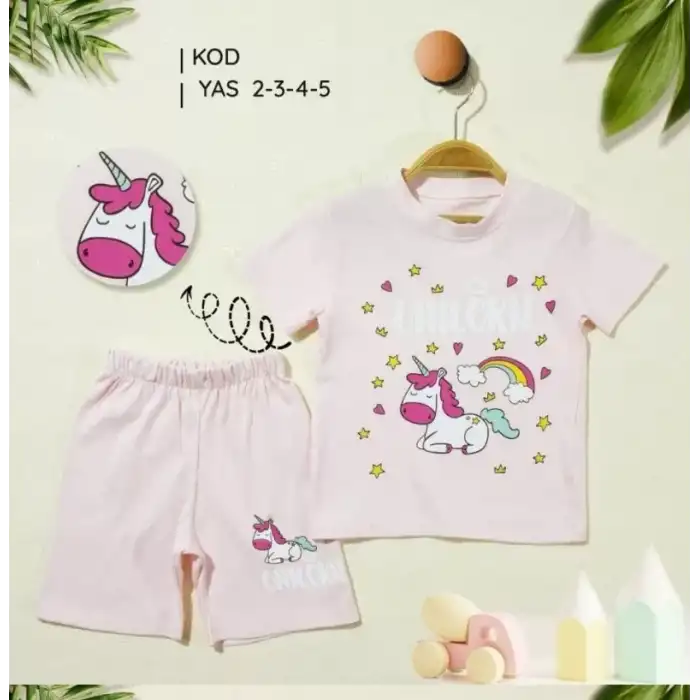 2/5 Yaş Unicorn Baskılı Çocuk Takımı