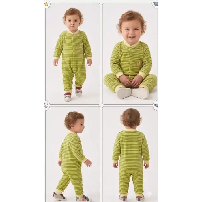 3/12 Ay Kadife Kumaş Bebek Tulumu