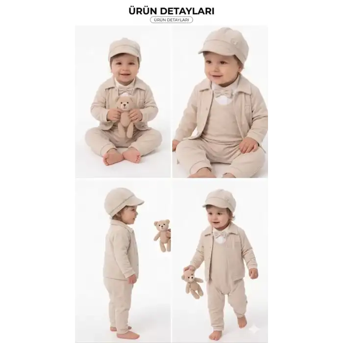 3/12 Ay Pamuk Penye 5 Parça Bebek Takımı