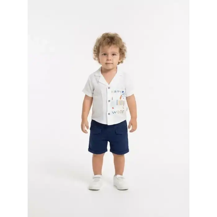 6/24 Ay Müslin Kumaş Gömlek Şort 2li Çocuk Takımı