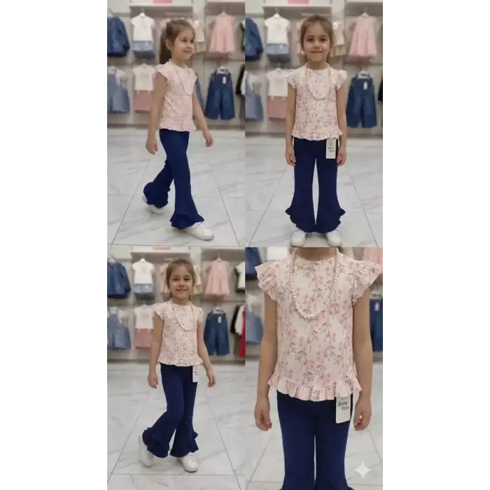 6-7-8 Yaş Kolyeli Full Likra Çocuk Takımı