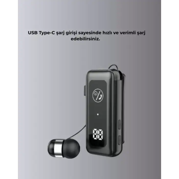 AsilTech Dijital Ekranlı ve Hızlı Şarjlı Bluetooth 5.2 Makaralı Kulaklık