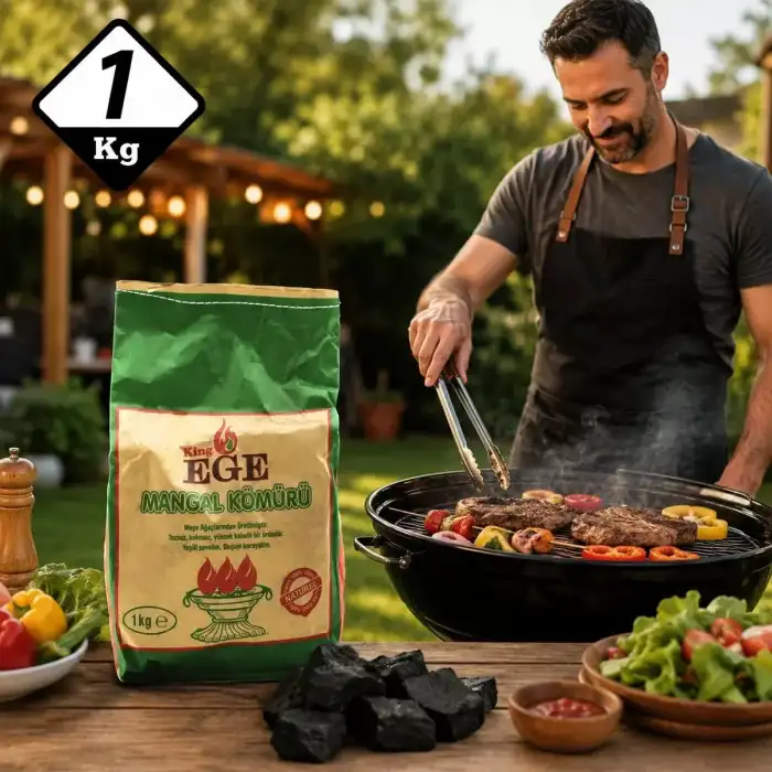 AsilTech 1 kg Mangal Kömürü - Çıra Hediyeli - Meşe Kömürü