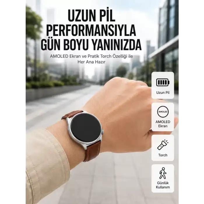 AsilTech 10 Gün Şarj Dayanımı Sunan AMOLED Ekran Akıllı Saat Yeni Nesil