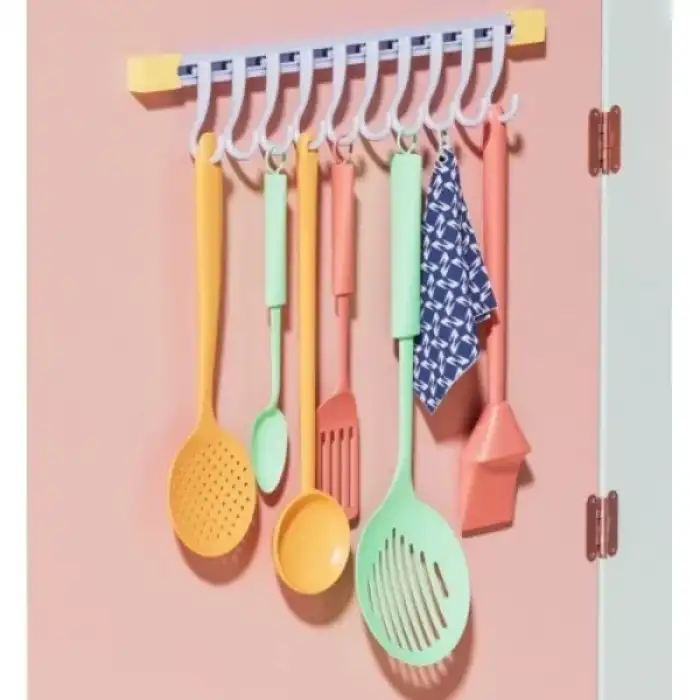 AsilTech 10 Kancalı Raylı Mutfak ve Banyo Düzenleyici Askı