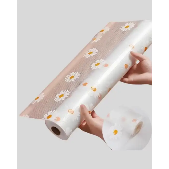 AsilTech 10 Metre Papatya Desenli Kolay Temizlenebilir Çekmece Matı