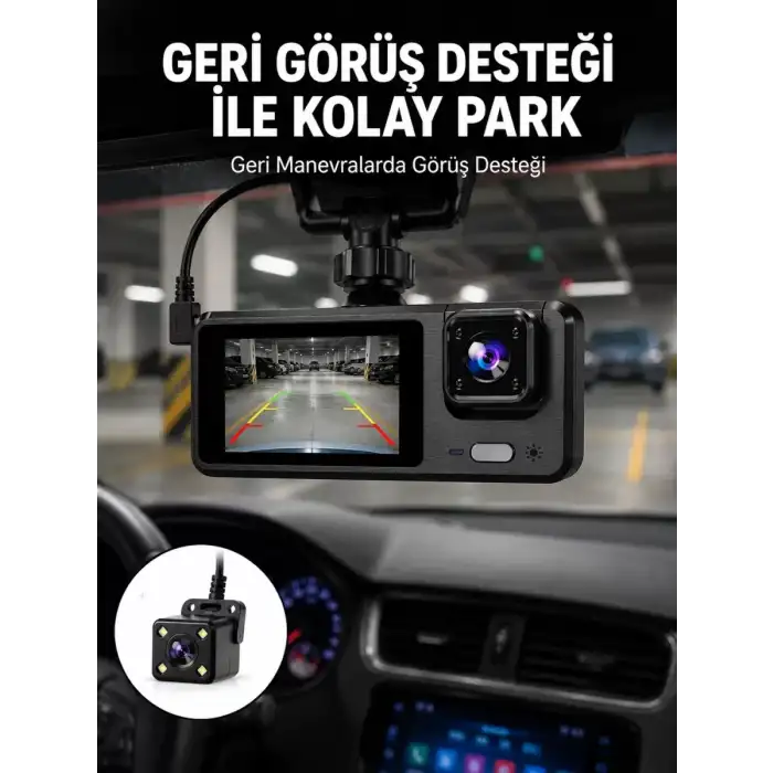 AsilTech 1080P 3 Kameralı Araç DVR – Döngü Kayıt ve Geri Görüş Özellikli Yeni Nesil
