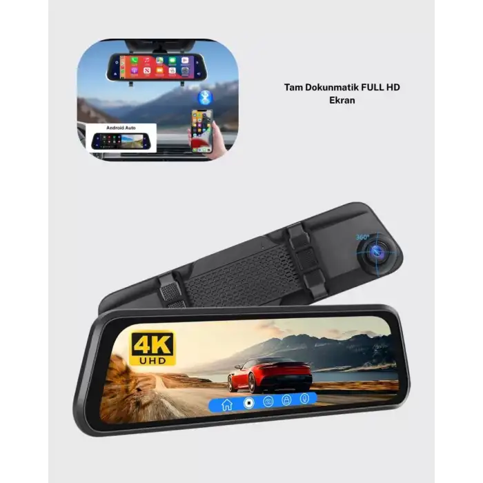 AsilTech 1080P Çift Kameralı Dokunmatik Dikiz Aynası G Sensörlü